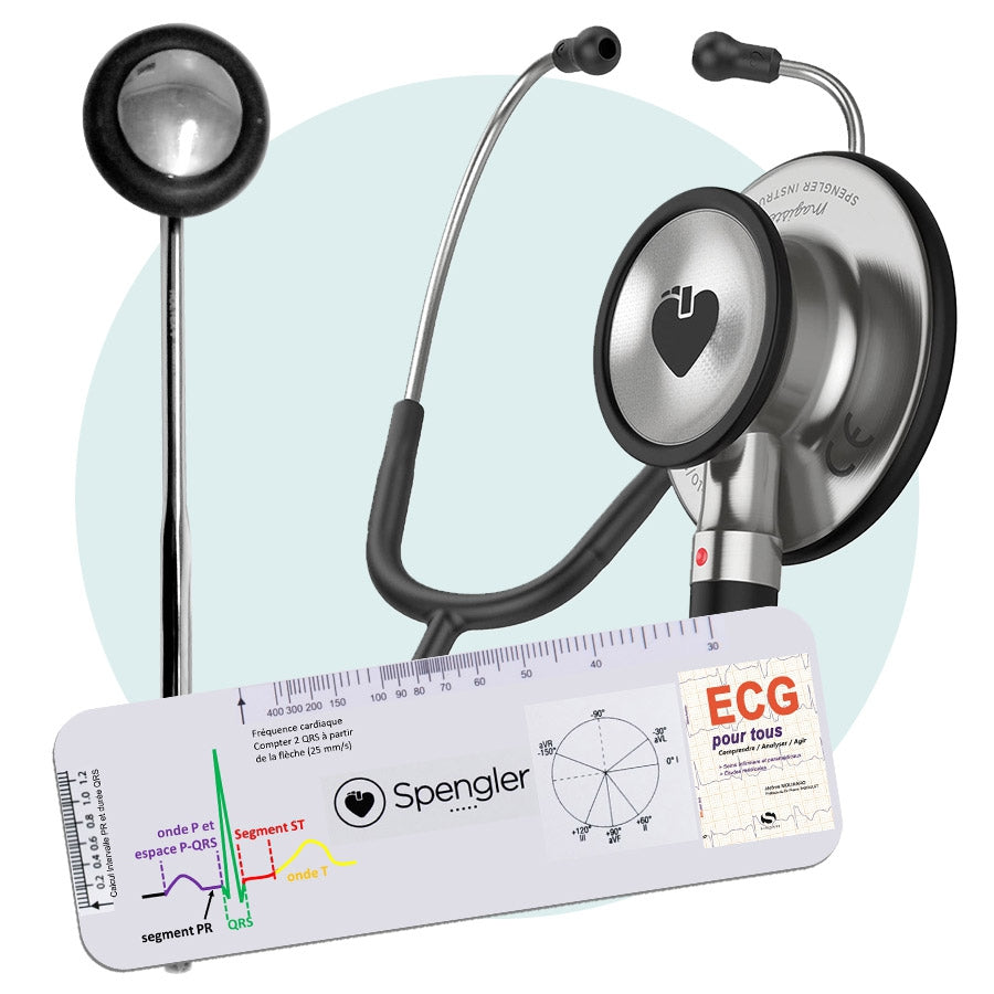Kit médecin Spengler : Magister II silver + marteau réflexe + réglette ECG